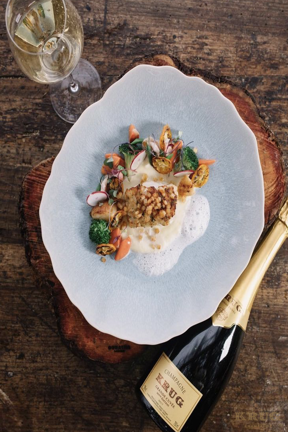 Krug Friendsgiving private tasting layout and dish pairing