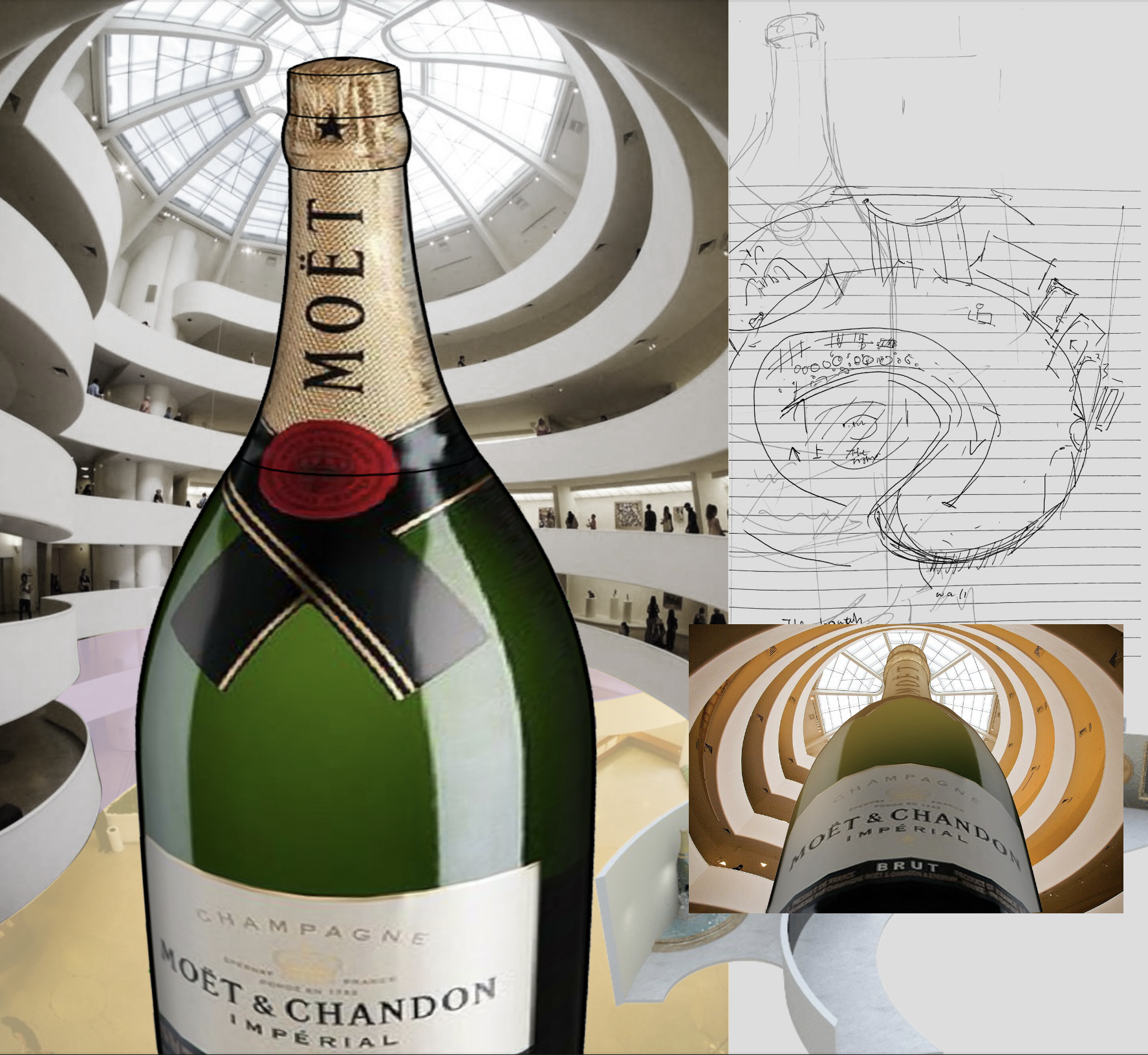 Guggenheim central champagne installation visualization
